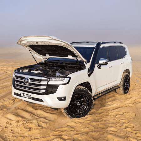 Torqit Stainless Steel Snorkel for 300 Series Toyota Landcruiser with airbox, bonnet open